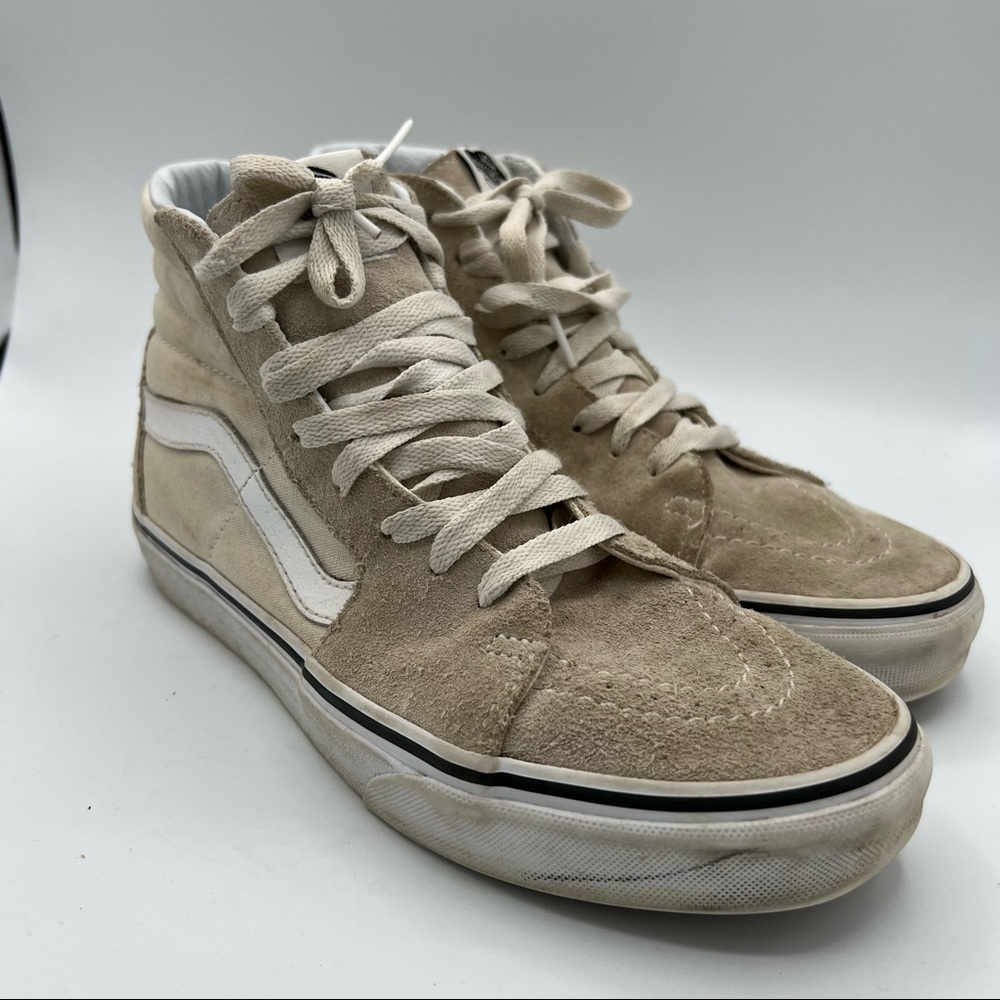 Vans Women's SK8-Hi Shoes Sz 8.5 Hi Top Sneakers Tan Suede Leather Canvas Mens 7